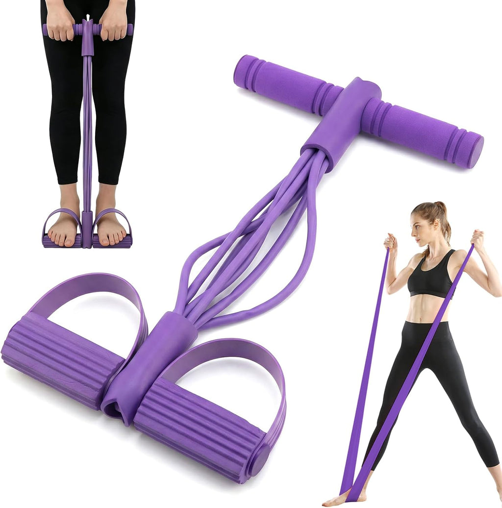 Skiennix Pedal Resistance Band - 6-Tube Multifunctional Design for Abdomen, Arms & Legs