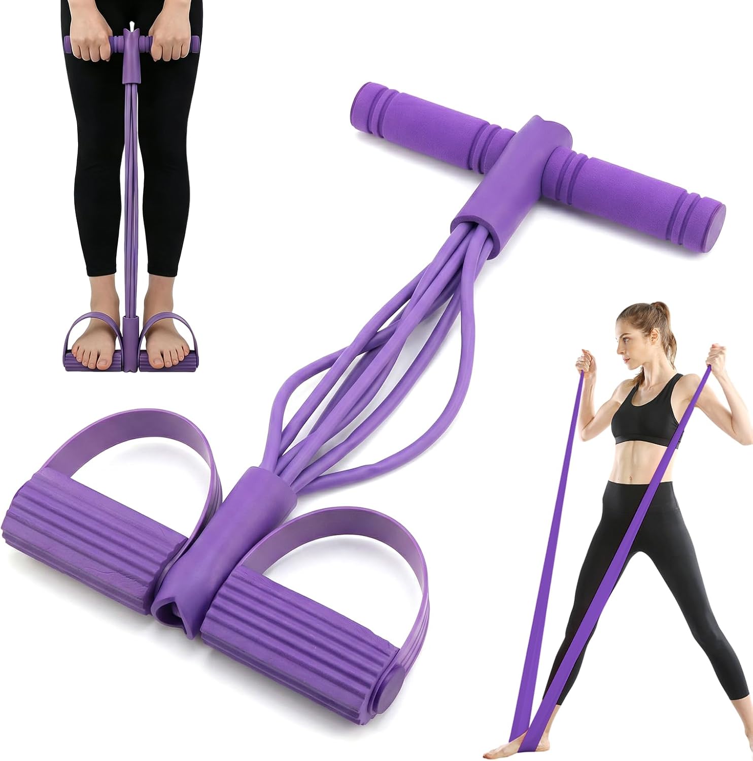 Skiennix Pedal Resistance Band - 6-Tube Multifunctional Design for Abdomen, Arms & Legs