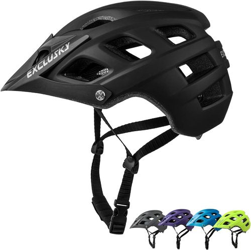Exclusky Mountain Bike Helmet - Lightweight Adjustable Cycling Helmet for Men & Women | Visor Included