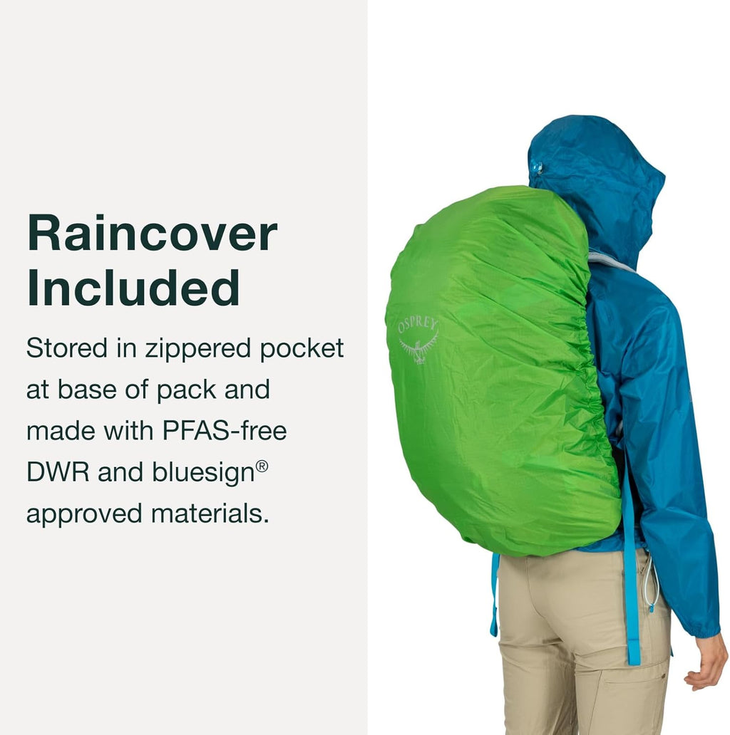 Osprey Hikelite 28L Lightweight Hiking Backpack - Durable Travel Daypack with Rain Cover | Pine Leaf Green, M/L