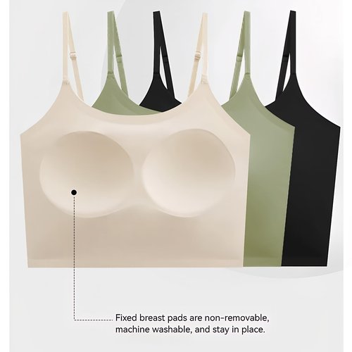 Girls Cami Crop Built-in Training Bra Seamless Bralette Sports Everyday Tank Tops Undershirt with Adjustable Straps White Bra 8-16Y