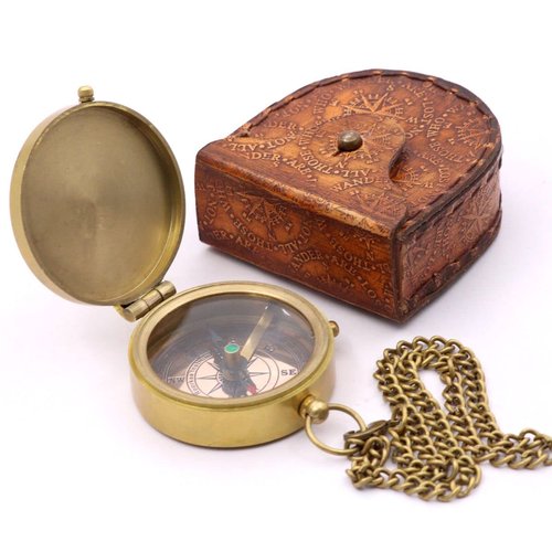 to My Son Compass, Engraved Gift from Dad or Mom, Father-Son & Mother-Son Bonding Keepsake, Gift Compass, Brass Compass with Leather Case–Inspirational Quote for Birthday, Graduation, or Christmas