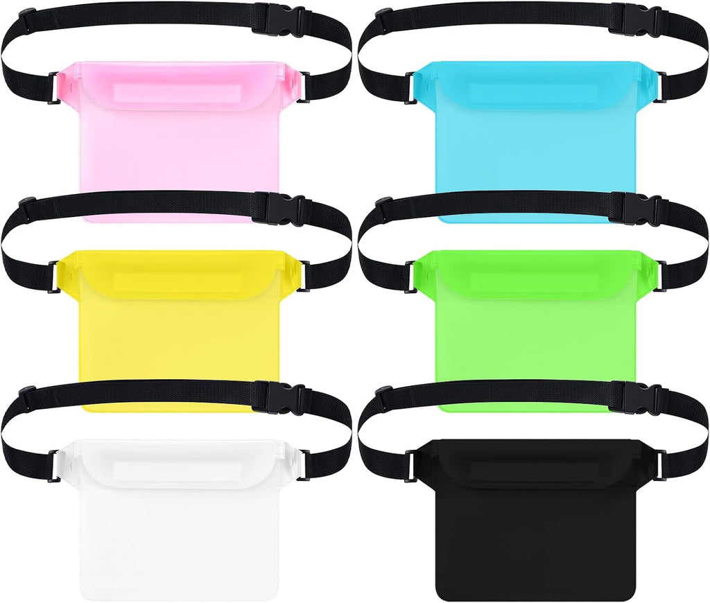 Tallew Waterproof Fanny Pack - 6 Pcs Dry Bag with Waist Strap for Beach & Water Activities | Multicolor
