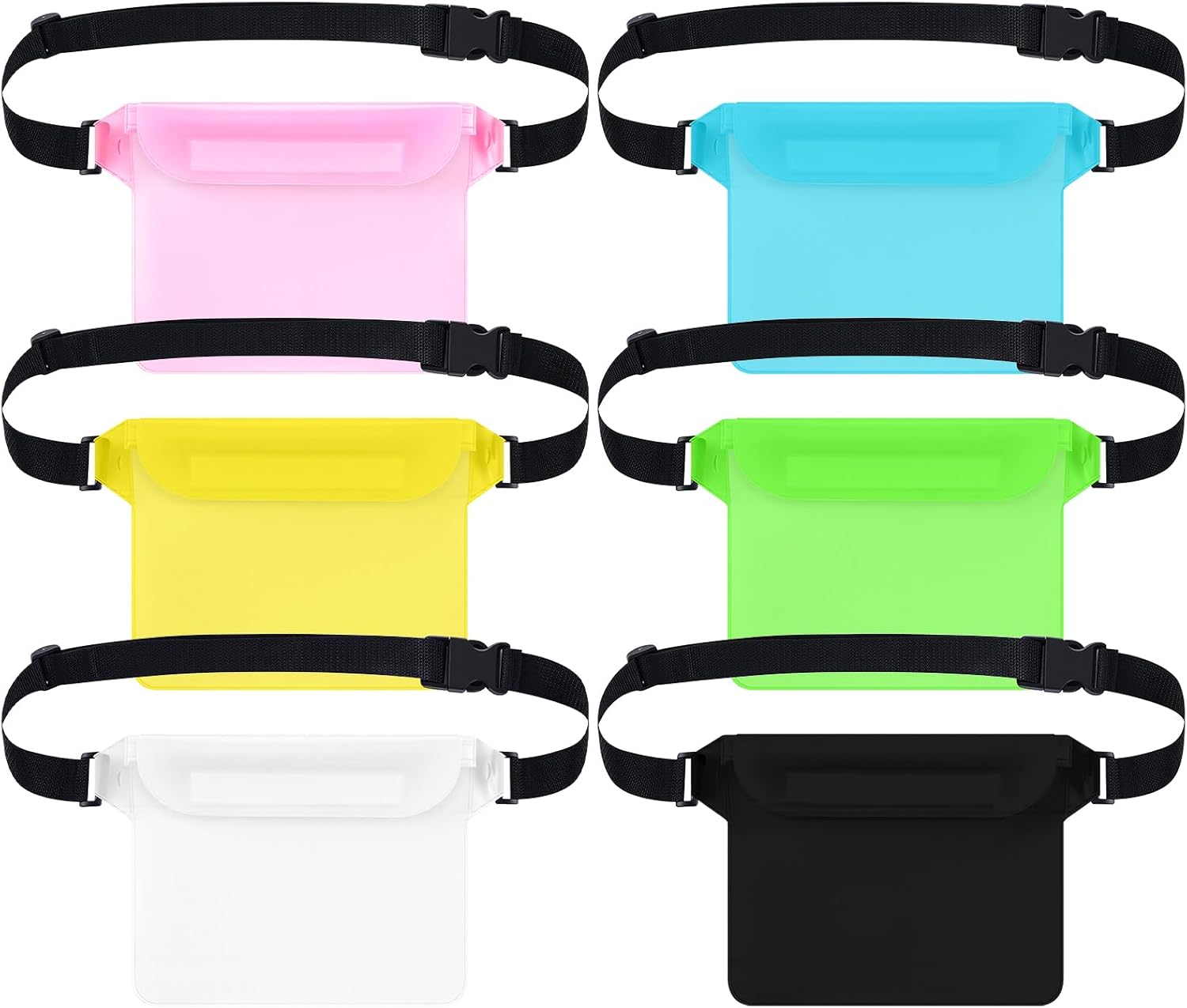 Tallew Waterproof Fanny Pack - 6 Pcs Dry Bag with Waist Strap for Beach & Water Activities | Multicolor
