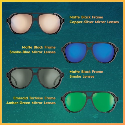 Flying Fisherman Legasea Polarized Sunglasses with Removable Side Shields, Emerald Tortoise/Amber-Green Mirror - For Fishing, Outdoor Sports, UV Protection