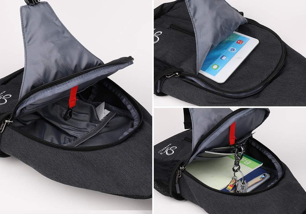 WATERFLY Crossbody Sling Backpack - Lightweight Travel & Hiking Chest Bag | Black Color