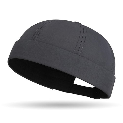 Quick Dry Brimless Hat for Men Women Ultra-Thin Breathable Rolled Cuff Docker Cap Harbour Beanie Hats Landlord Hat K338 Black
