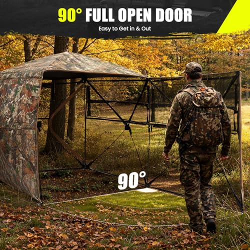 HUNTSEN 360° See-Through Portable Hunting Blind for 2-3 People - Lightweight, Dual Door, Floor Mat Included