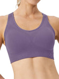 FITTIN Racerback Sports Bras for Women - Padded Seamless High Impact Support for Yoga Gym Workout Fitness Purple M