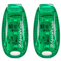 Green USB Rechargeable LED Safety Light 2 Pack - Clip On Strobe & Flashing Modes