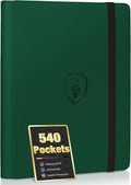 Fabmaker Premium 9 Pocket Card Binder - Sturdy Album for 540 Cards | Dark Green Trading Card Holder