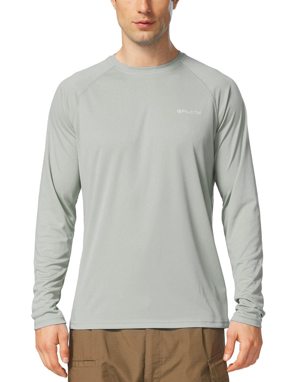 baleaf Mens UPF 50+ Sun Protection Shirts Long Sleeve Rash Guard, Quick Dry 4-Way Stretch for Fishing Swimming Surfing 2 Pack-Gray 2XL