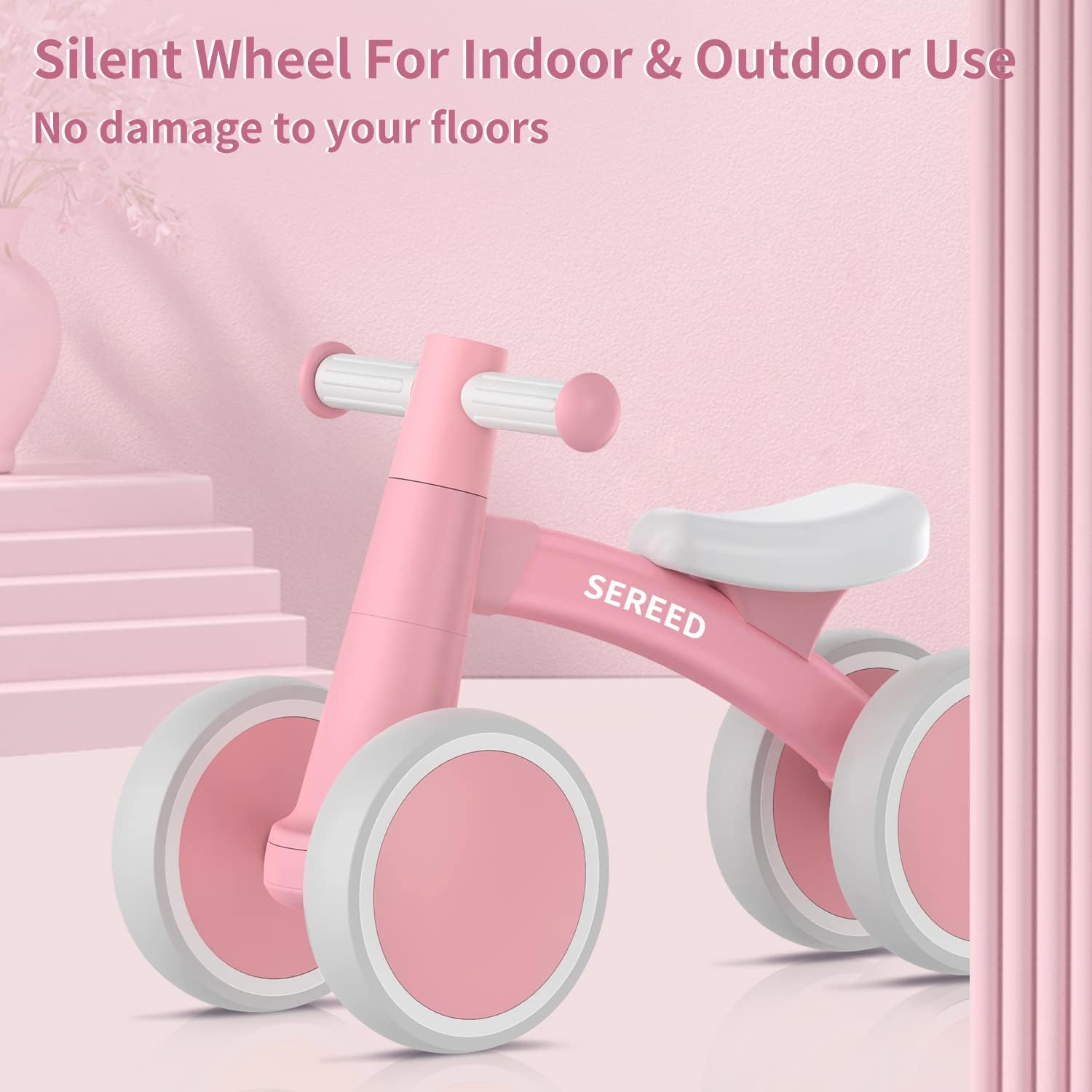 SEREED Baby Balance Bike - 4-Wheel Toddler Bike for 12-24 Months | Perfect First Birthday Gift