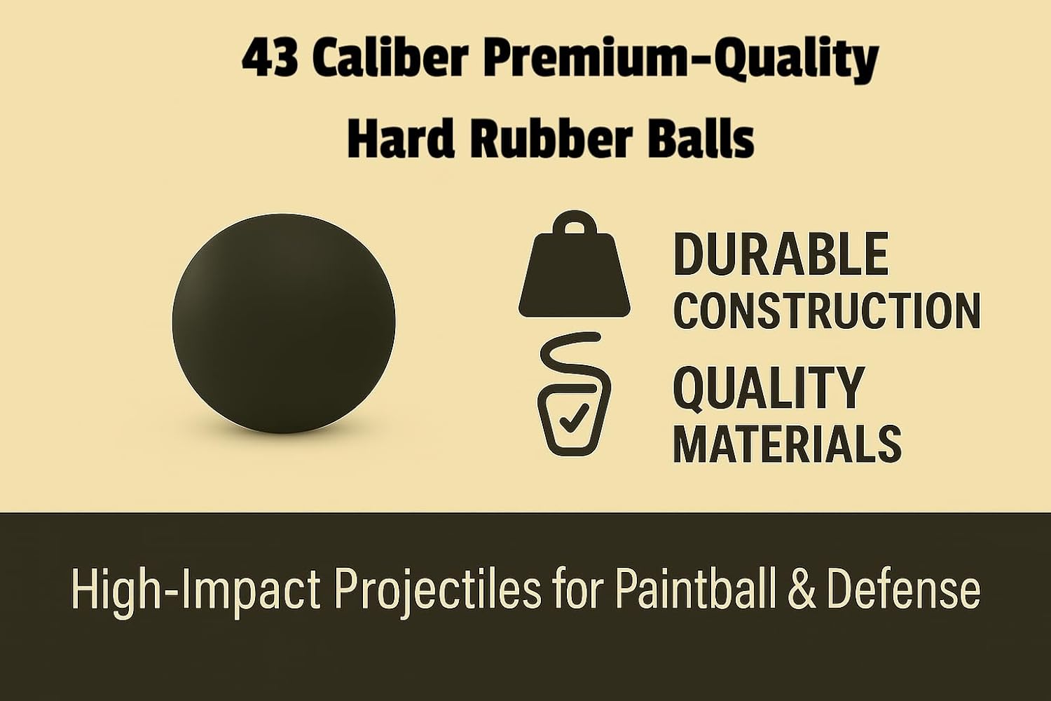 Skiennix .43 Caliber Hard Rubber Paintballs - 100 Reusable Projectiles for Home Defense & Training