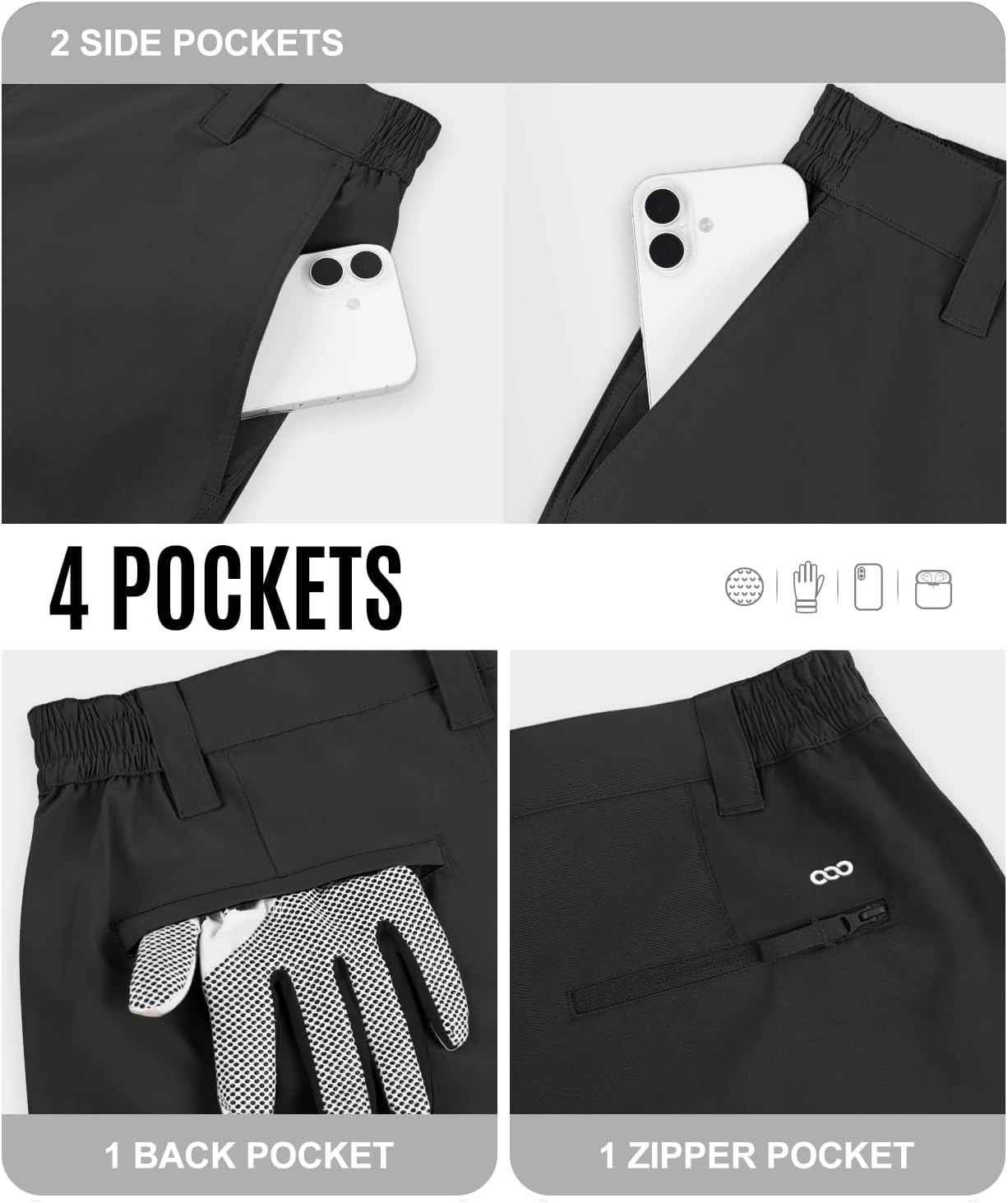 33,000ft Men's Golf Shorts - Quick Dry, Elastic Waist, Classic Fit | 9-Inch Inseam for Comfort