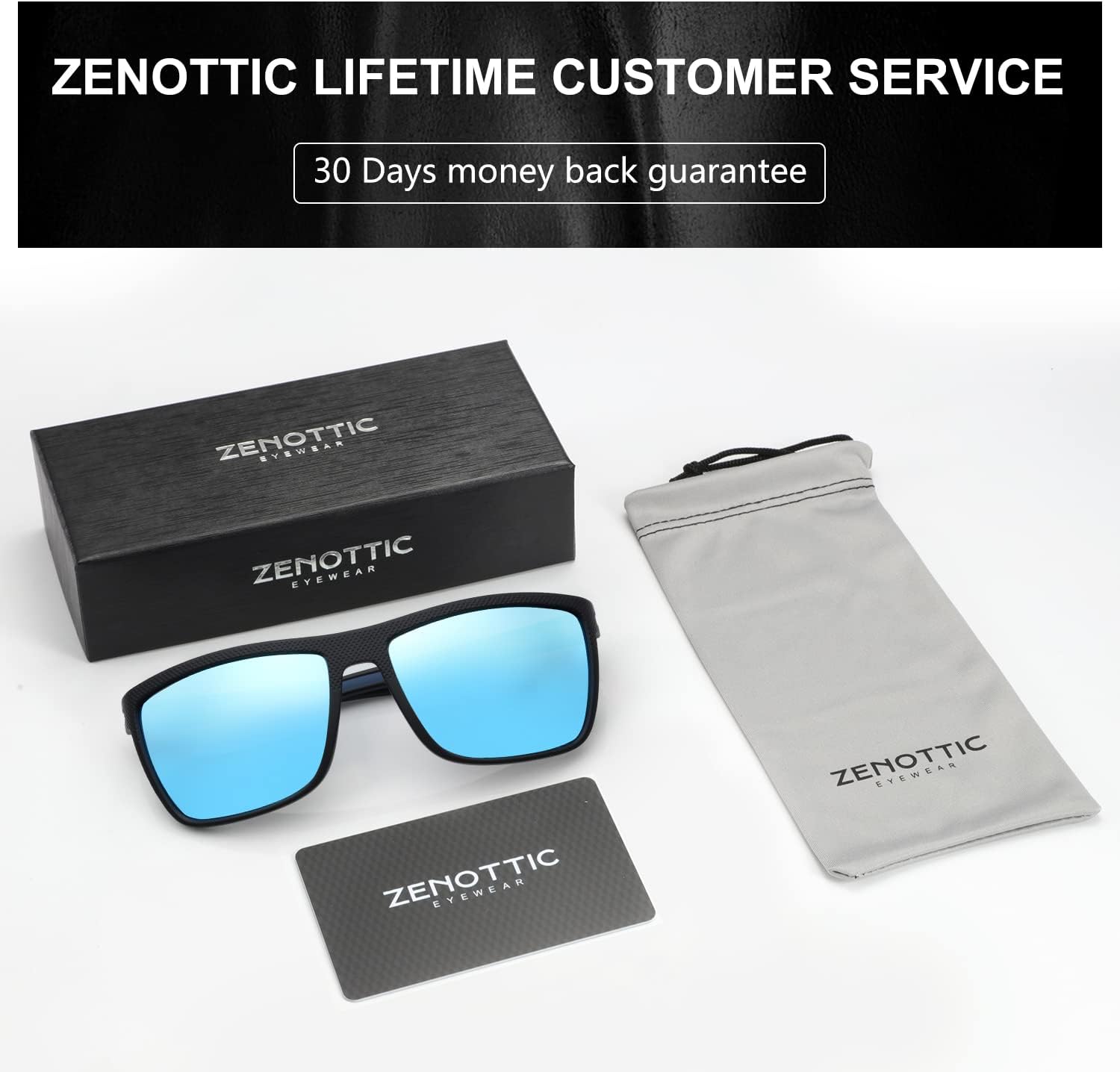 ZENOTTIC Polarized Sunglasses - Lightweight TR90 Frame with UV400 Protection | Stylish Square Design