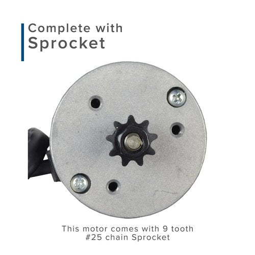 AlveyTech 24V 100W MY6812 Electric Motor with 9 Tooth #25 Chain Sprocket - Chain Drive for Razor E100/E125 (Versions 5+), E150/E175/eSpark/Trikke (All Versions) & Pulse Charger, Reverb, and Revster