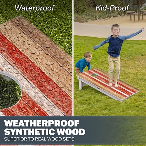 Rustic Cornhole Board Set 4x2 ft - Ultra Durable, All-Weather Regulation Size