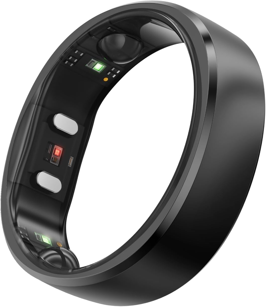 RingConn Gen 2 Smart Ring - Sleep Apnea Monitoring, 12-Day Battery Life | Stress & Heart Rate Tracker (Black, Size 9)