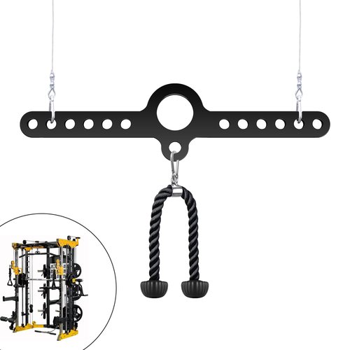 RIMLUFE Spreader Bar Double to Single D Handle LAT Pull Down T Bar Cable Row Attachments Landmine Adapter for Gym,Exercise Pulley System Adaptor Plate Cable Machine Crossover for Belt Squat Rack