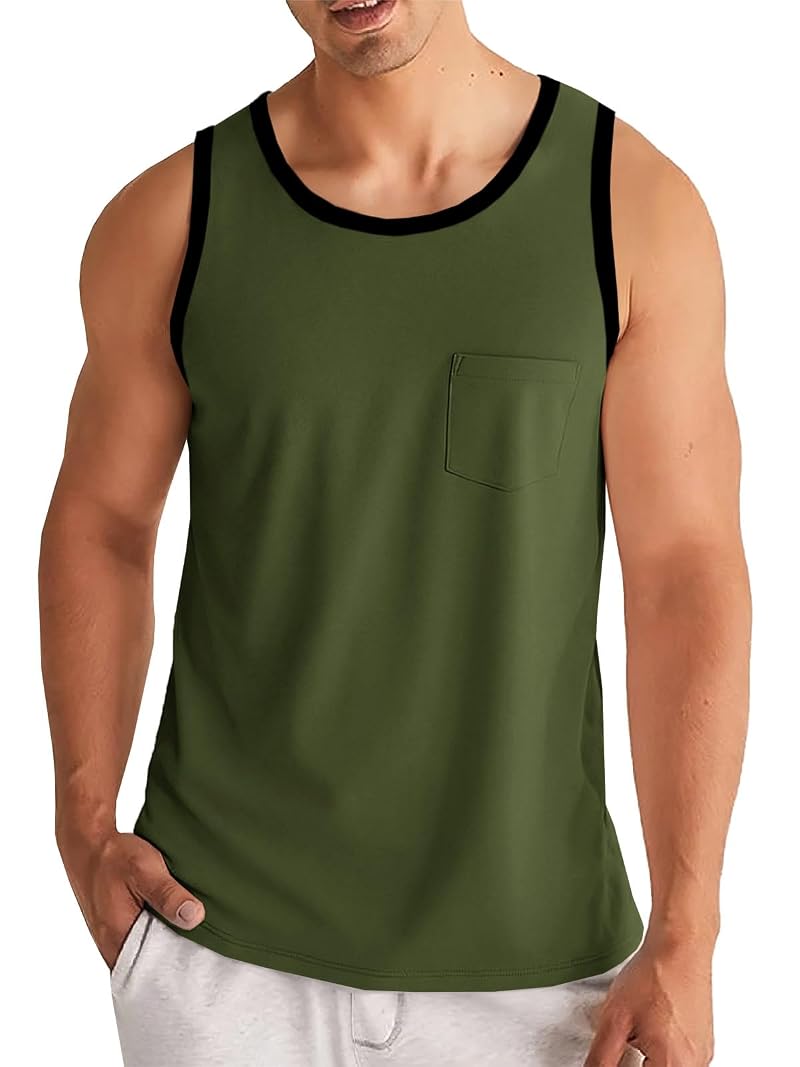 Army Green X-Large Runcati Men’s Workout Tank Top Sleeveless Gym Shirt