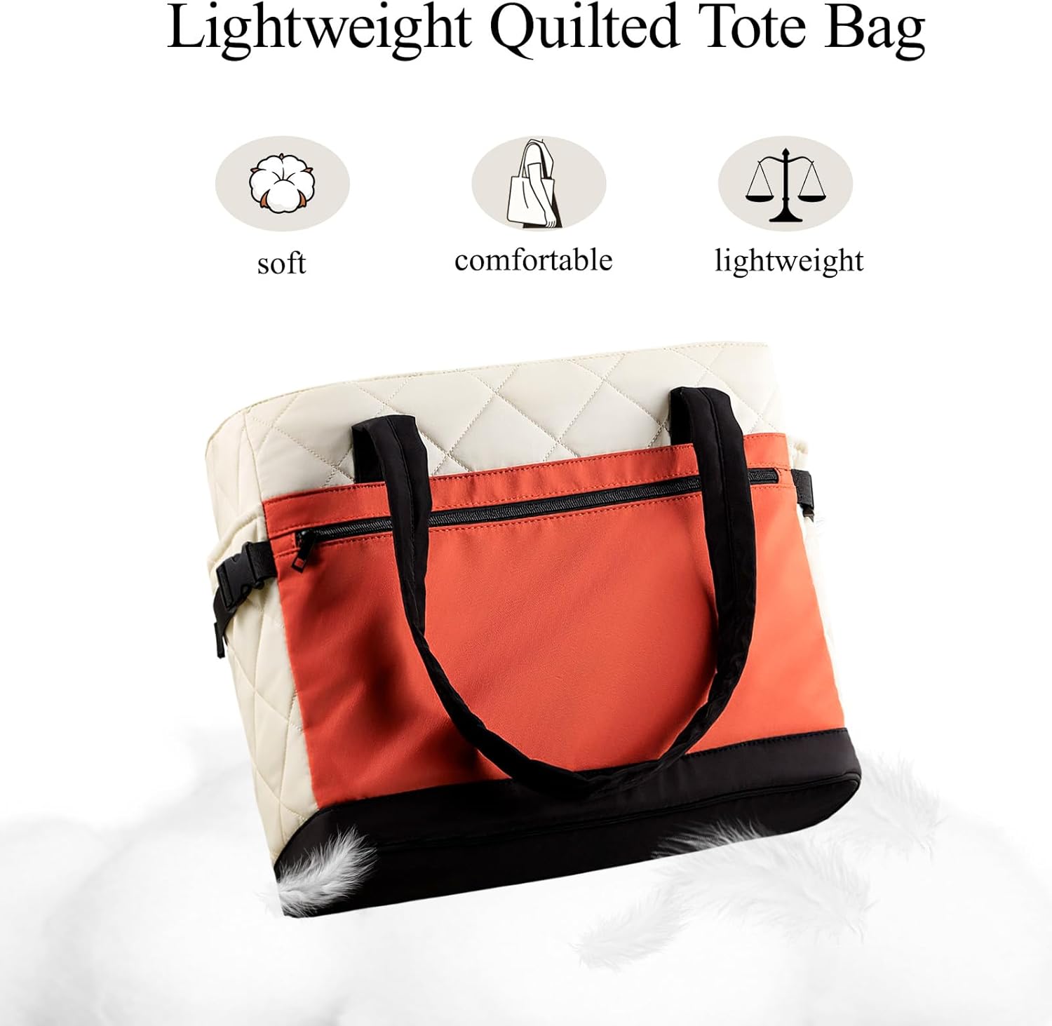 Skiennix Puffer Tote Bag - Stylish Work Bag with Cup Holder & Compartments | Quilted Travel Tote