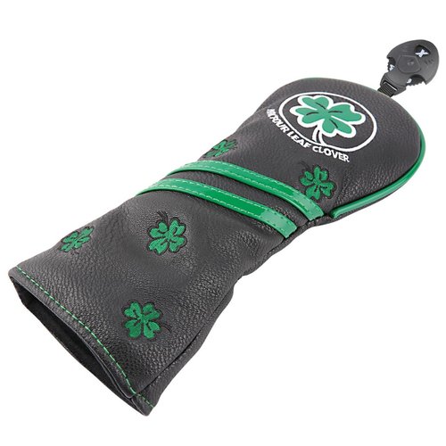 Black Leather Lucky Clover Golf Club Hybrid Head Cover Utlity UT Cover for Taylormade Callaway Ping