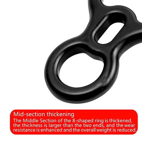 YXGOOD 50KN Rescue Figure, 8 Descender Large Bent-Ear Belaying and Rappelling Gear Belay Device Climbing for Rock Climbing Peak Rescue Aluminum Magnesium Alloy (Black)