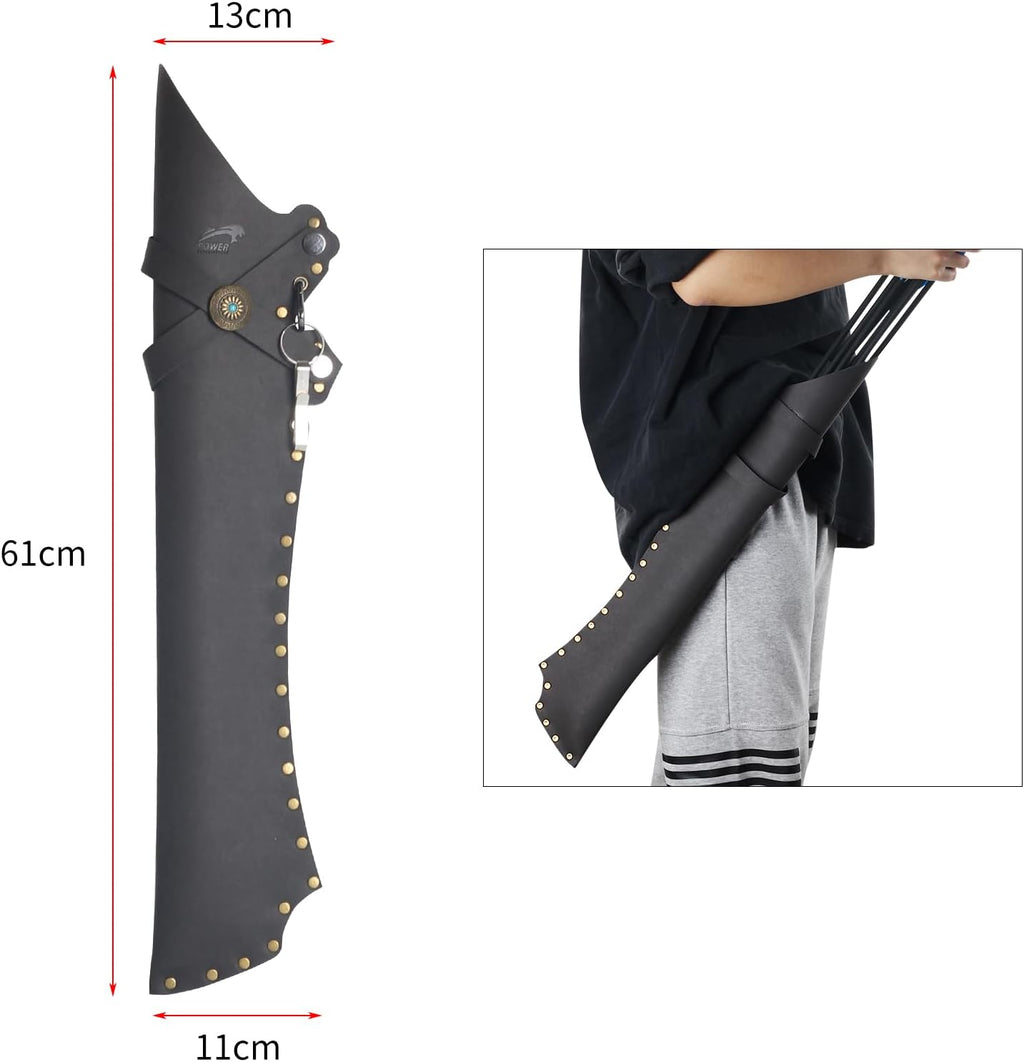 Skiennix Archery Arrow Quiver - Durable PU Leather Holder with Belt Clip for Field Practice