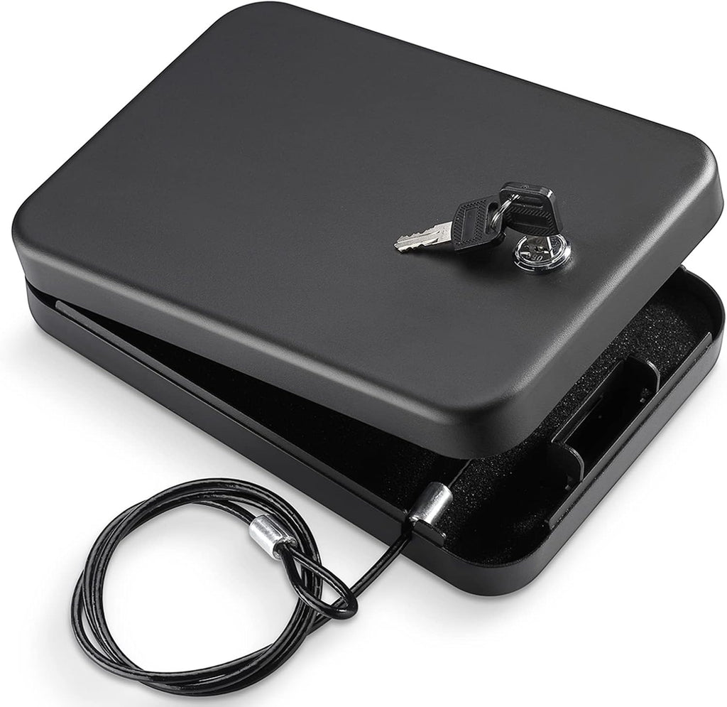 Younion Pistol Safe - Portable Handgun Lock Box for Travel & Cars | Compact Black Design