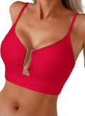 Herseas Womens Bikini Top U-Wire Chest Support Cutout Adjustable Spaghetti Straps Bathing Suit Charming Resort Swim Top Only Red Medium