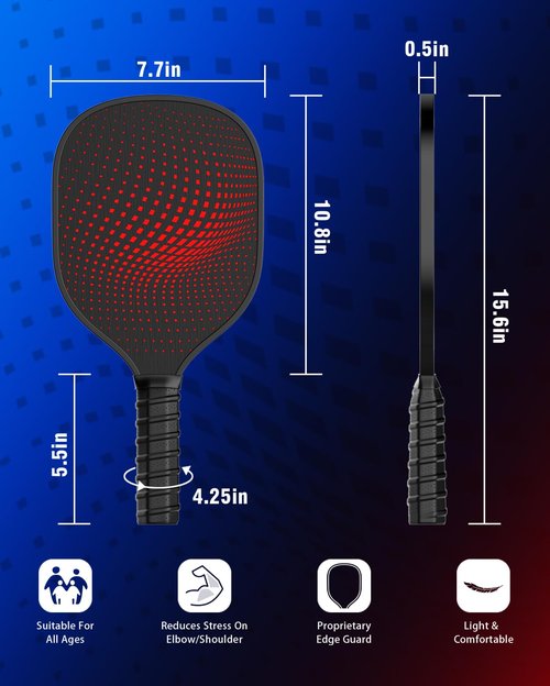 8-Pack Pickleball Paddles Set - Wooden Rackets with Fiberglass Surface & Polypropylene Honeycomb Core, Includes 2 Portable Carry Bags for Indoor/Outdoor Play