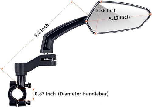 Addmotor Bike Mirrors - 360° Adjustable Handlebar Rearview Mirrors | HD Safety Design, Black