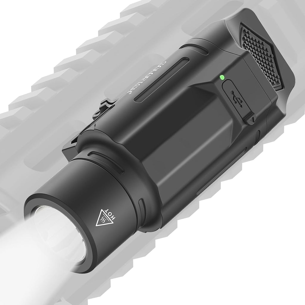 Solofish Tactical Flashlight - 1500 Lumen Rechargeable Weapon Light with Strobe | Compatible with Picatinny Rail