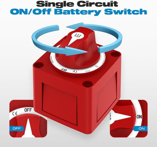 Malictele Battery Disconnect Switch - 300A Heavy Duty Cutoff Switch | Waterproof 12V-48V Power Kill Switch for Marine, RV, Car, Truck