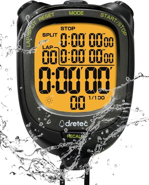 Dretec Digital Stopwatch - Waterproof Design with Backlight | Sleek Black Finish