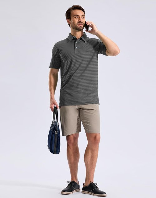 G Gradual Men's Golf Shirt - Moisture-Wicking Dry Fit Performance Polo | Short Sleeve Striped Design