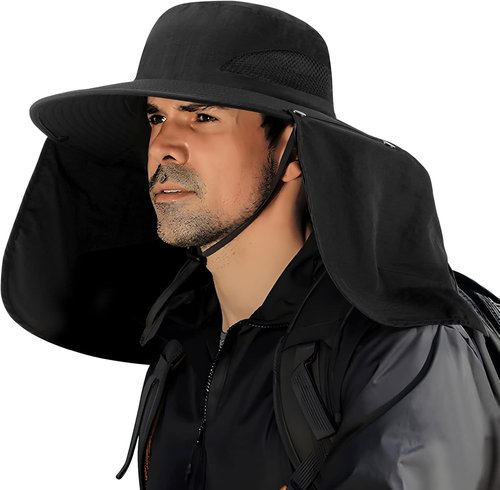 DOCVIT Fishing Hat - Waterproof Wide Brim Bucket Hat for Men & Women | UPF 50+ Sun Protection with Neck Flap