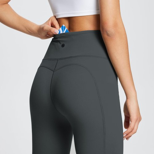 baleaf Leggings with Pockets for Women Tummy Control Workout High Waisted Athletic Ultra Soft 7/14 Gym Yoga Petite Ankle Pants Dark Gray L