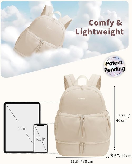 Ceneda Gym Backpack for Women - Stylish Bag with Shoe Compartment, Wet Pocket & Tumbler Strap