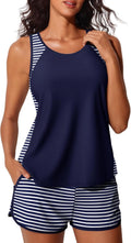 Summer Mae Tankini Swimsuit for Women - Tummy Control Two-Piece with Sporty Pockets & Swim Shorts