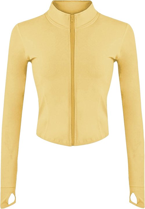 Lviefent Women's Lightweight Running Jacket - Full Zip Slim Fit Yoga Sportswear with Thumb Holes