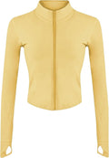 Lviefent Women's Lightweight Running Jacket - Full Zip Slim Fit Yoga Sportswear with Thumb Holes