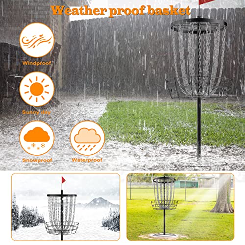 NQV PRO Portable Disc Golf Basket with 24 Heavy Duty Chains - Black
