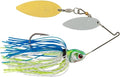 BOOYAH Covert Finesse Double Willow Spinnerbait - White Chartreuse & Blue #3.5 | 1/2 oz Gold & Nickel Willow