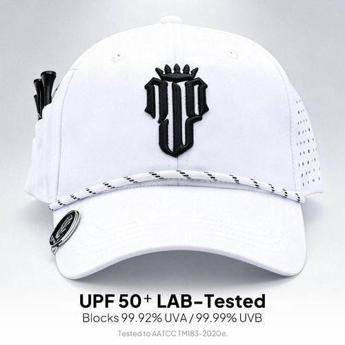 NJF Golf Adjustable Golf Hat Women, Breathable Golfing Cap with Tee Holder & Magnetic Ball Marker, High Ponytail Hats for Women, Lightweight with UPF UV Sun Protection, Golfing Sports Hat, White