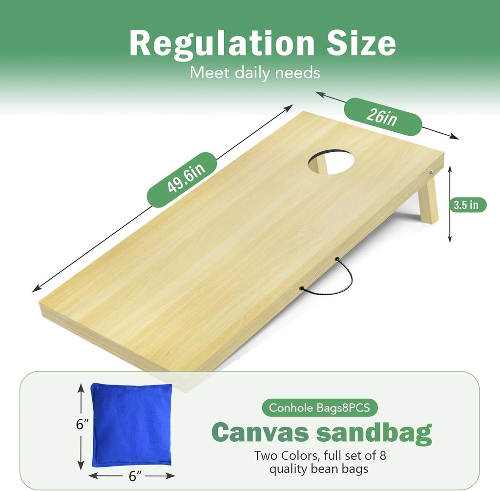 Regulation Cornhole Board Set - 4 Ft x 2 Ft Game with 8 Toss Bags & Carrying Case