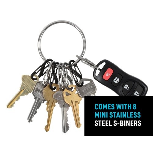 Nite Ize - BRG-M1-R3 BigRing Steel, 2" Stainless-Steel keychain Ring With 8 Stainless-Steel Key-Holding S-Biners