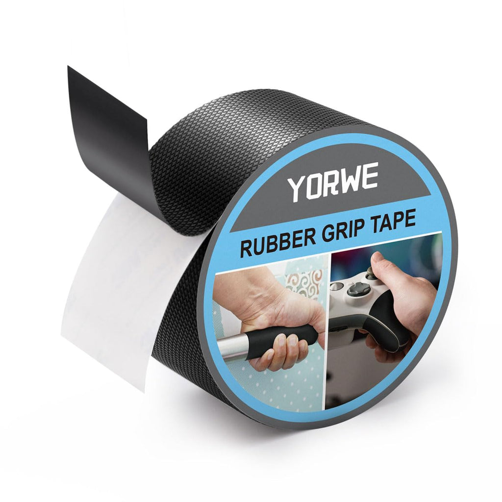 Rubber Grip Tape - Ultra-Thin Anti-Slip Waterproof Adhesive Cushion Pad | Black, 2In x 10Ft