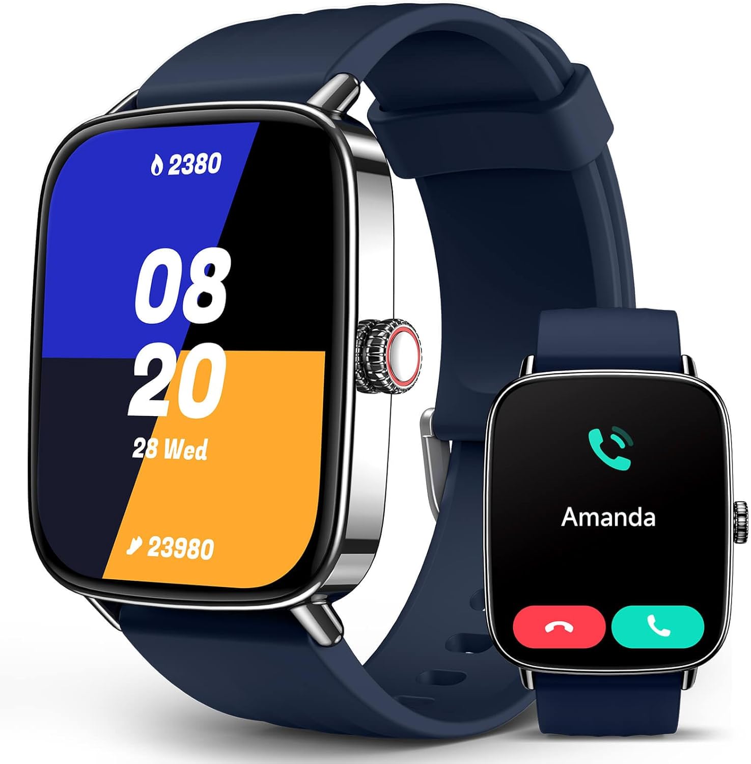 SOUYIE Smartwatch - 1.85" AI Voice Tracker with 24/7 Heart Rate Monitor & IP68 Waterproof | Blue